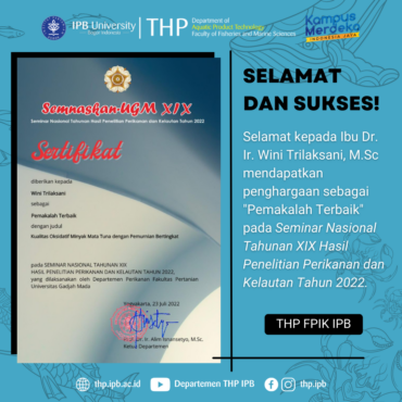 Ibu Wini dan Ibu Asadatun - Dosen THP Mendapatkan Penghargaan Sebagai Pemakalah Terbaik Seminar Nasional